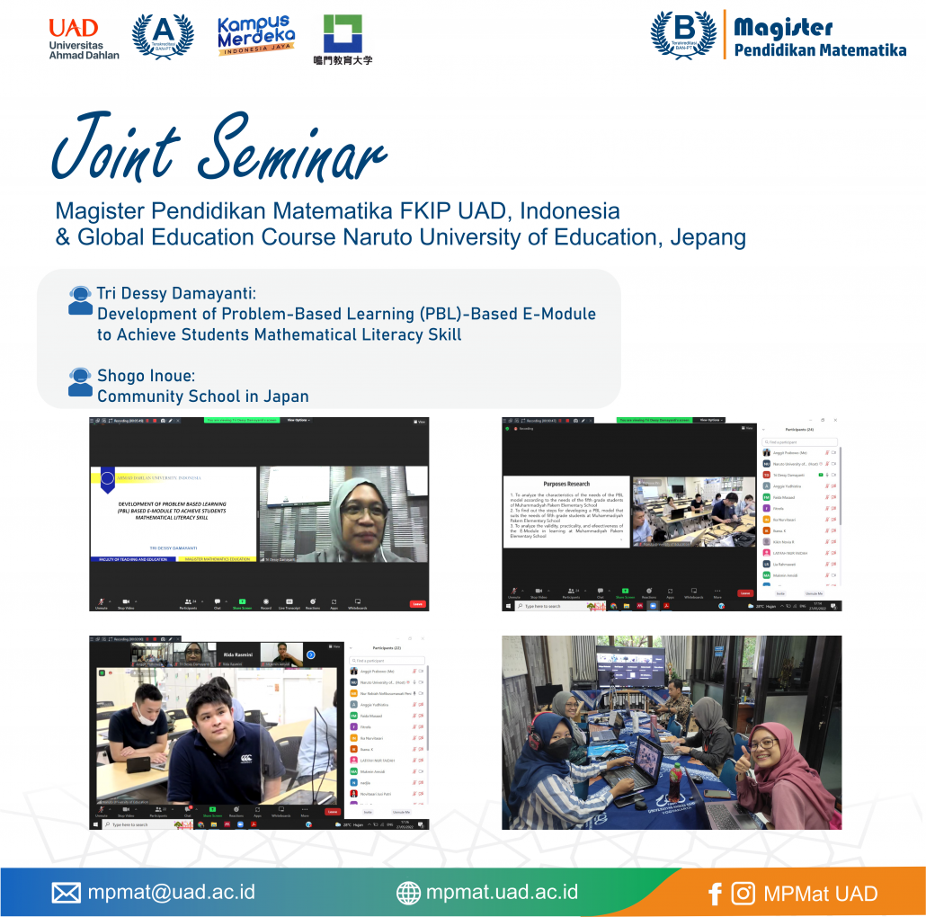 The First Joint Seminar, Magister Pendidikan Matematika FKIP UAD ...